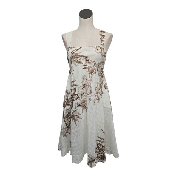 Anthropologie Pilcro Square Neck Babydoll Midi Dress Size Small Gauze Ivory Boho - Picture 1 of 9